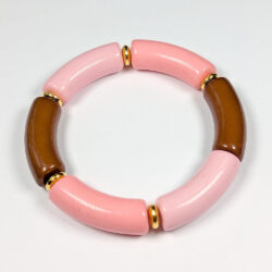 Pink Brown Chunky Bamboo Slip-on Acrylic Bracelet