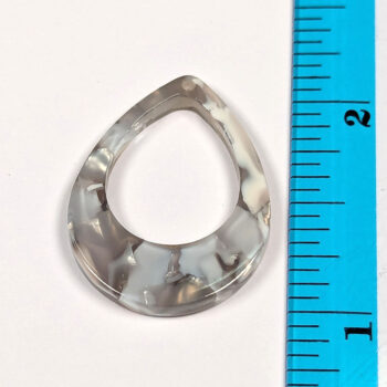 Grey White Double Teardrop Resin Acrylic Pendant - Image 2