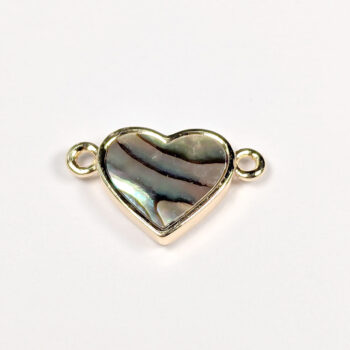 14K Real Gold Plated Real Abalone Shell Heart Charm Connector - Image 3