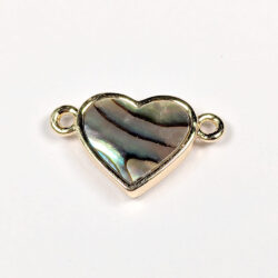 14K Real Gold Plated Real Abalone Shell Heart Charm Connector
