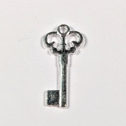 Rounded Top Key Charm Silver