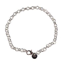 Silver Sterling Silver Plated Large O Link Bracelet Lobster Clasp