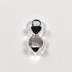 Sterling Silver Heart Oval Cubic Zirconia Charm