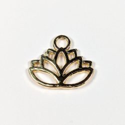16K Real Gold Plated Hollow Lotus Flower Charm