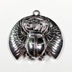 Egyptian Scarab Beetle Eye of Horus Pendant Antique Silver