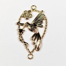 18K Real Gold Plated Hummingbird Bird Connector Pendant