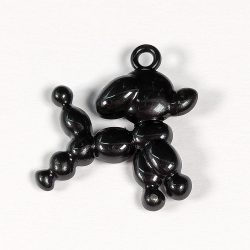 Cute Balloon Dog Poodle Charm Pendant Black