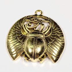 Egyptian Scarab Beetle Eye of Horus Pendant Antique Gold