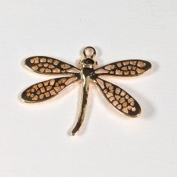 18K Real Gold Plated Hollow Dragonfly Charm