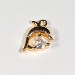 18K Real Gold Plated Gemstone Dolphin Charm
