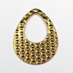 18k Real Gold Plated Textured Hollow Teardrop Stainless Steel Charm