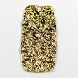 18k Real Gold Plated Stainless Steel Textured Rectangle Charm