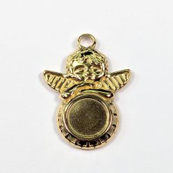 18k Real Gold Plated Stainless Steel Cherub Angel Cabochon Charm