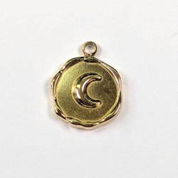 18k Real Gold Plated Stainless Steel Circle Moon Charm