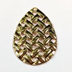 18k Real Gold Plated Stainless Steel Weave Teardrop Charm