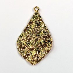 18k Real Gold Plated Stainless Steel Textured Diamond Teardrop Charm