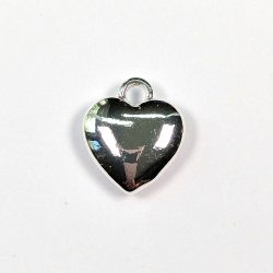 Sterling Silver Plated Double Sided Heart Charm
