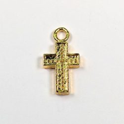 18K Real Gold Plated Sterling Silver Cross Charm