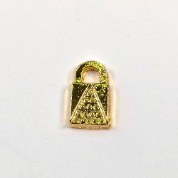 18K Real Gold Plated Sterling Silver Lock Charm