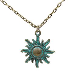 Modern Sun Charm Antique Bronze Patina Necklace