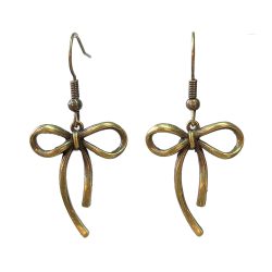 Antique Bronze Double-sided Bow Pendant Earrings