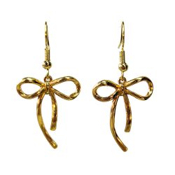 Antique Gold Double-sided Bow Pendant Earrings
