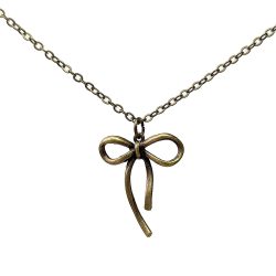 Antique Bronze Double-sided Bow Pendant Necklace