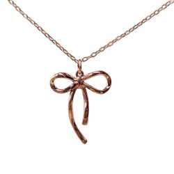 Rose Gold Double-sided Bow Pendant Necklace