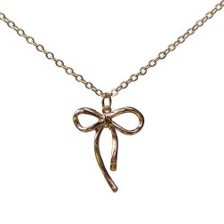 KC Gold Double-sided Bow Pendant Necklace
