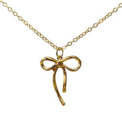 Antique Gold Double-sided Bow Pendant Necklace