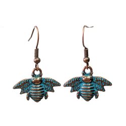 Antique Copper Patina Bee Earrings
