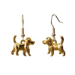 Double Sided Cute Dog Charm KC Gold Earrings