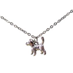 Double Sided Cute Dog Charm Antique Silver Necklace