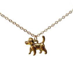 Double Sided Cute Dog Charm Antique Gold Necklace