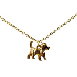 Double Sided Cute Dog Charm KC Gold Necklace