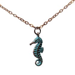 Antique Copper Patina Seahorse Vintage Style Necklace