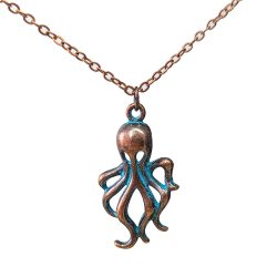 Antique Copper Patina Octopus Sea life Necklace