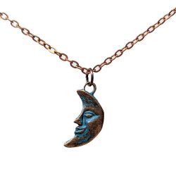 Antique Copper Patina Half Moon Necklace