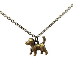 Double Sided Cute Dog Charm Antique Bronze Necklace