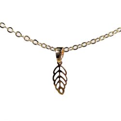 18K Real Gold Dipped Plated Stainless Steel Delicate Hollow Leaf Necklace