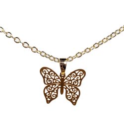 18K Real Gold Dipped Plated Delicate Stainless Steel Butterfly Necklace