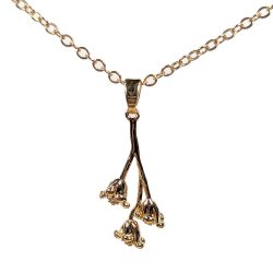 18K Real Gold Dipped Plated Triple Flower Gold Necklace