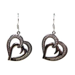 Sterling Silver Plated Large Lightweight Double Heart Earrings