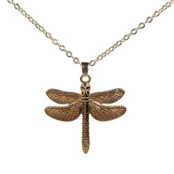 18K Real Gold Dipped Plated Stainless Steel Large Dragonfly Necklace