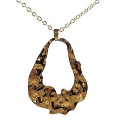 18K Real Gold Dipped Plated Stainless Steel Irregular Hollow Teardrop Necklace