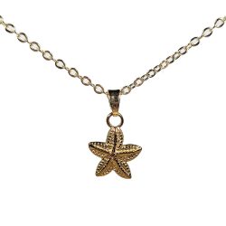 18K Real Gold Dipped Plated Stainless Steel Small Double Sided Starfish Necklace