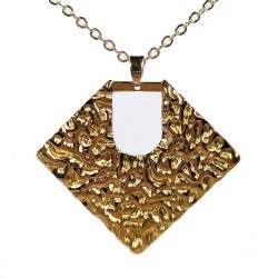18K Real Gold Dipped Plated Stainless Steel Textured Diamond Necklace