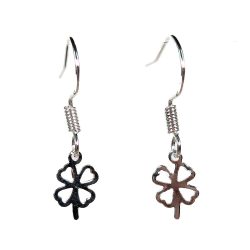 Sterling Silver Dainty Four Leaf Clover Lucky Charm Earrings