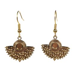 18K Real Gold Dipped Plated Stainless Steel Textured Semi Circle Earrings