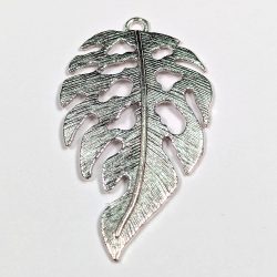 Large Curved Leaf Pendant Antique Silver